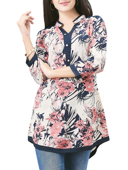 blue cotton a-line kurti - 14434504 - Very Small Image - 1