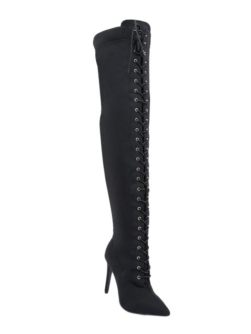 black lace-up knee boot - 14434789 - Very Small Image - 1