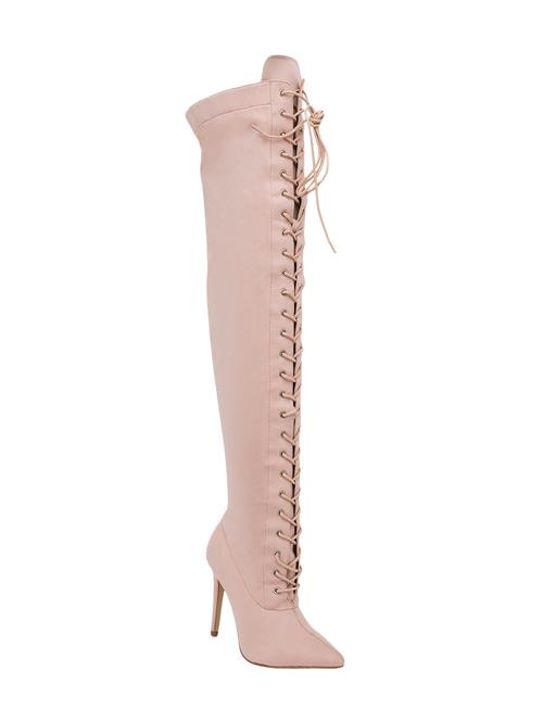 nude lace-up knee length boot - 14434790 - Very Small Image - 1