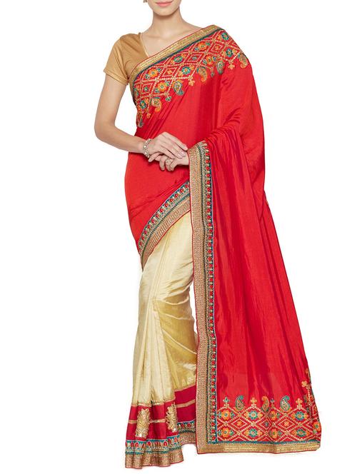 pink silk half and half saree with blouse - 14435688 - Very Small Image - 1