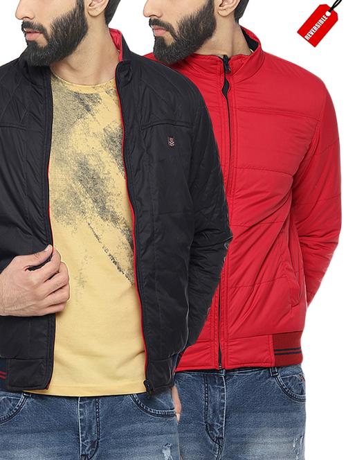 navy blue nylon reversible casual jacket - 14435970 - Very Small Image - 1