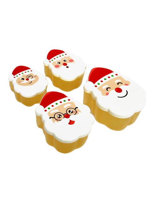 yellow plastic santa clause set of 4 lunch box - 14436853 - Very Small Image - 1