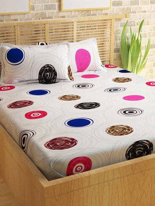 100% cotton multicolored double bedsheet with 2 pillow covers - 14437347 - Very Small Image - 1