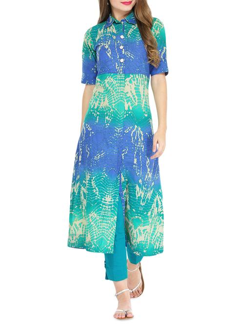 a-line slit printed kurta - 14437467 - Very Small Image - 1