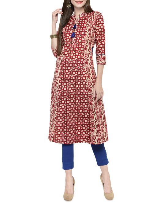 printed a-line kurta - 14437523 - Very Small Image - 1
