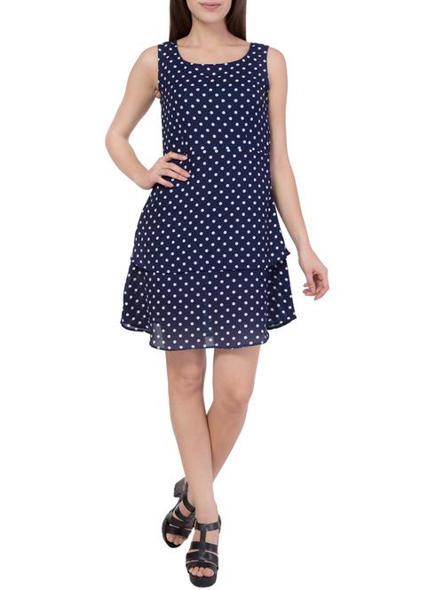 navy blue crepe dress - 14437694 - Very Small Image - 1