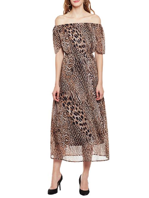 brown off shoulder maxi dress - 14438365 - Very Small Image - 1