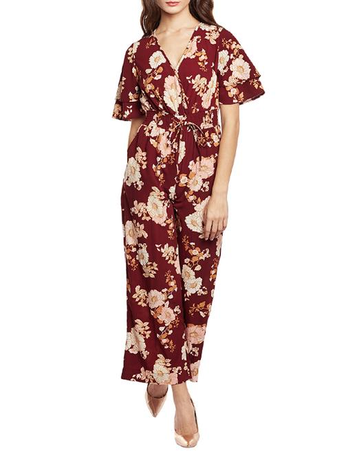 brown polyester full leg  jumpsuit - 14438415 - Very Small Image - 1
