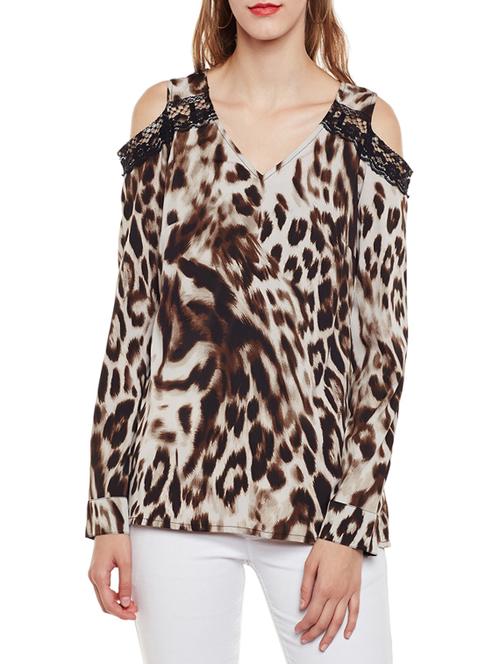 lace detail cold shoulder top - 14438488 - Very Small Image - 1