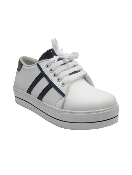 white faux leather laceup sneakers - 14441067 - Very Small Image - 1