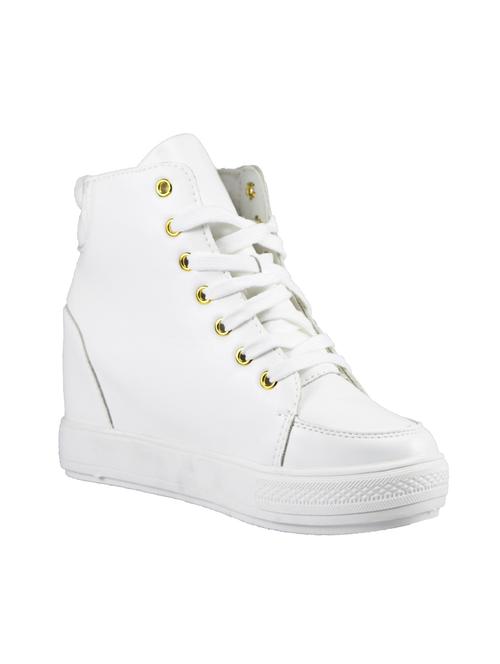 white pu laceup sneakers - 14441106 - Very Small Image - 1