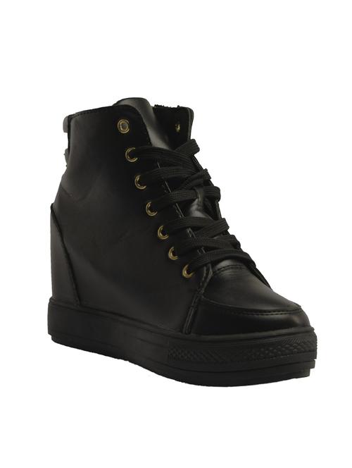 black pu laceup sneakers - 14441107 - Very Small Image - 1
