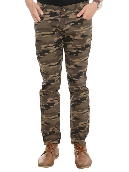 brown cotton flat front casual trouser - 14442363 - Very Small Image - 1