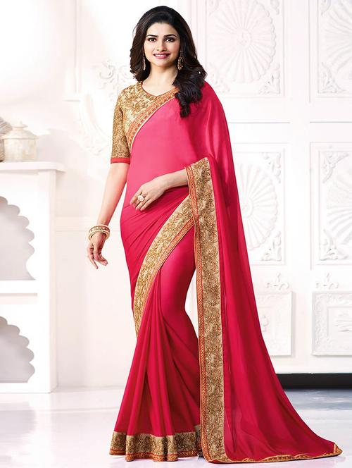 red bordered saree with blouse - 14444029 - Very Small Image - 1