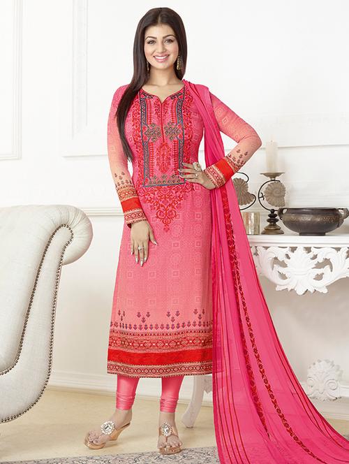 pink churidaar  suits dress material - 14444541 - Very Small Image - 1