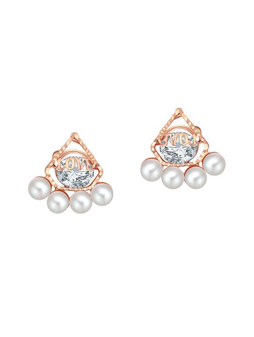 white copper studs earrings - 14445086 - Very Small Image - 1
