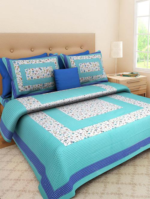 pure cotton rajasthani traditional double bed sheet  with 2 pillow covers - 14446255 - Very Small Image - 1