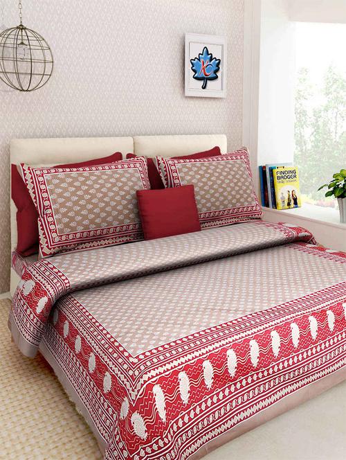 pure cotton rajasthani traditional double bed sheet  with 2 pillow covers - 14446272 - Very Small Image - 1