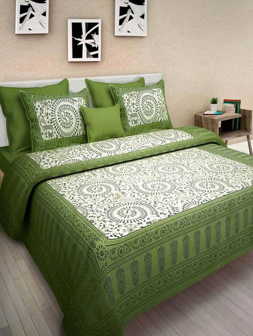 pure cotton rajasthani traditional double bed sheet  with 2 pillow covers - 14446458 - Very Small Image - 1