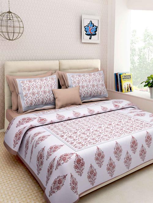 pure cotton rajasthani traditional double bed sheet  with 2 pillow covers - 14446459 - Very Small Image - 1