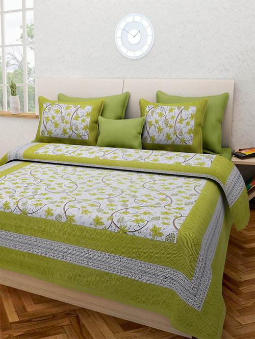 pure cotton rajasthani traditional double bed sheet  with 2 pillow covers - 14446608 - Very Small Image - 1