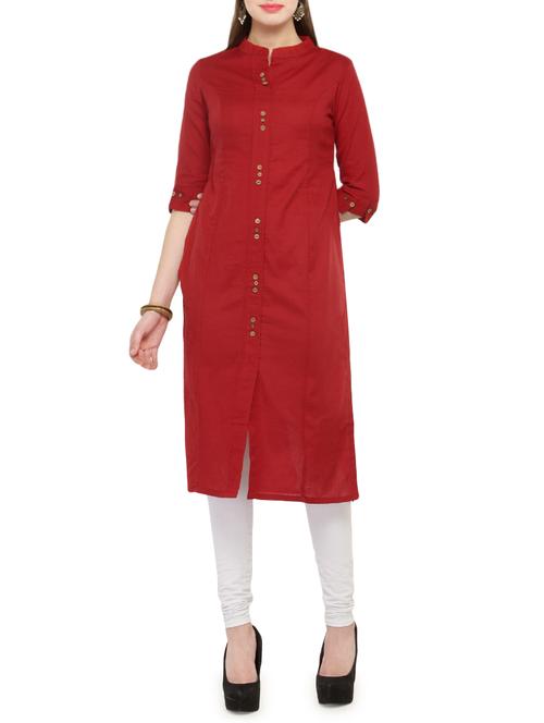 red rayon straight kurta - 14448532 - Very Small Image - 1