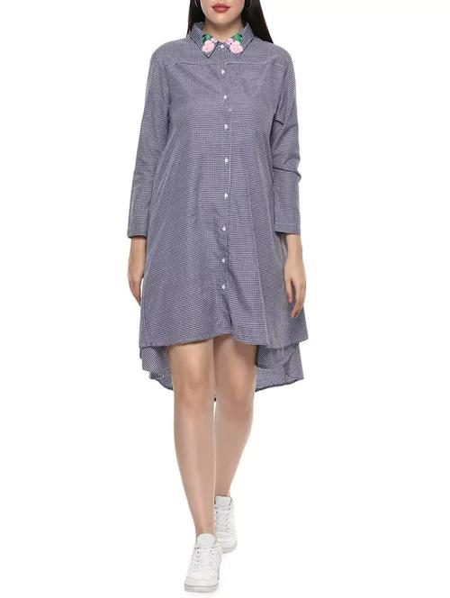 blue cotton asymmetric dress - 14449534 - Very Small Image - 1