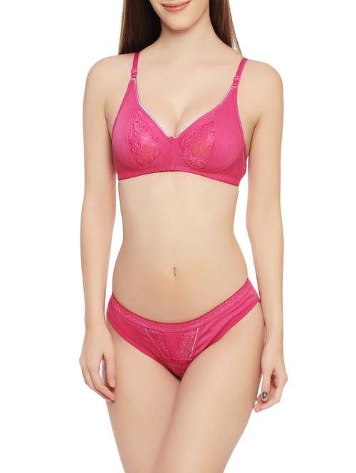 pink cotton bras and panty set - 14449628 - Very Small Image - 1