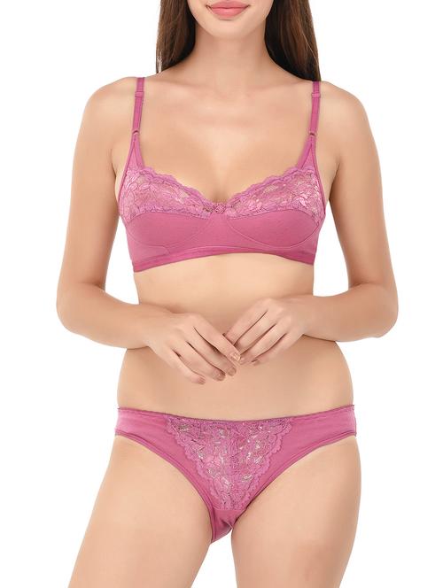 purple cotton bra and panty set - 14450305 - Very Small Image - 1