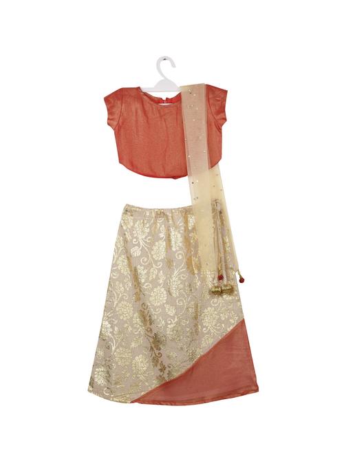 red and beige embroidered lehnga choli - 14451212 - Very Small Image - 1
