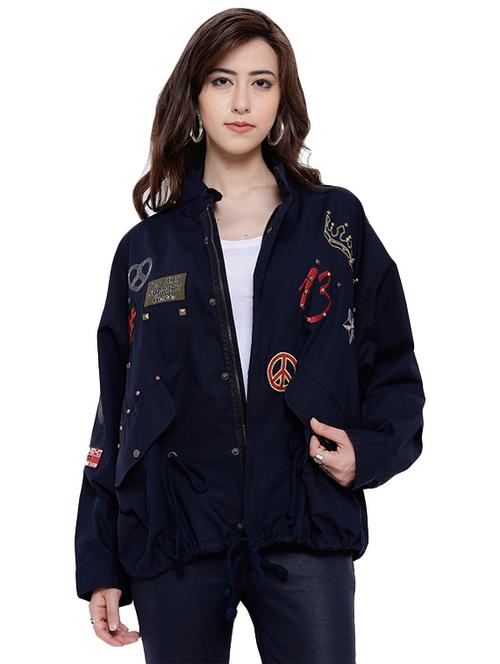 navy blue cotton military jacket - 14451905 - Very Small Image - 1