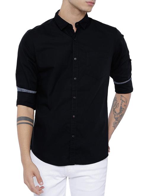black cotton casual shirt - 14452531 - Very Small Image - 1
