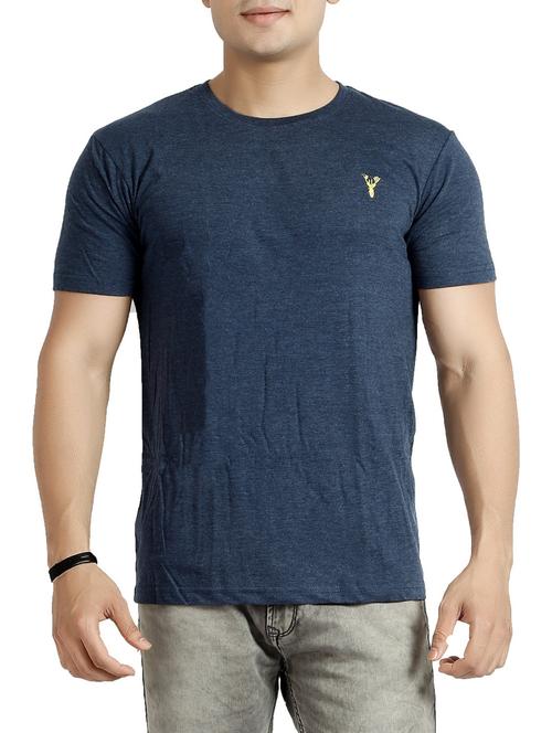 Navy Blue Cotton T-shirt - 14453159 - Very Small Image - 1