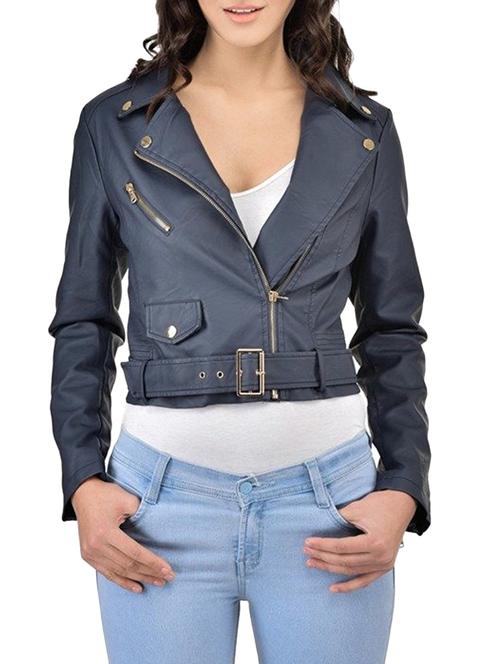 navy blue leatherette jacket - 14453386 - Very Small Image - 1