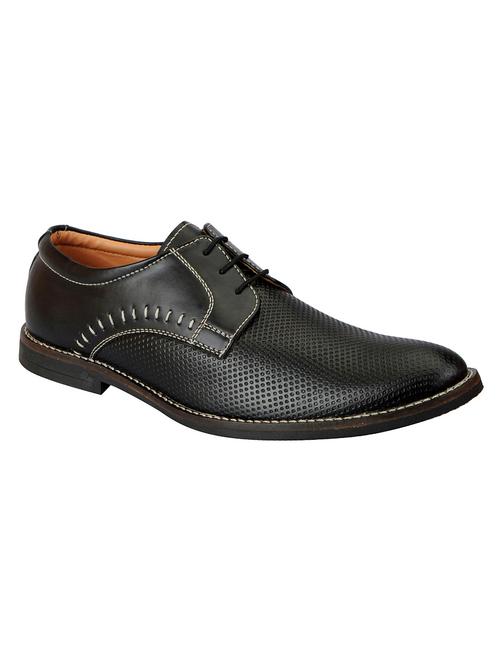 black leatherette lace-up derby - 14453440 - Very Small Image - 1
