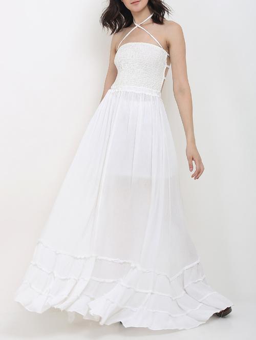 white cotton backless dress - 14453603 - Very Small Image - 1