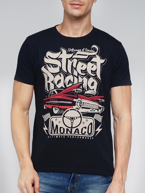 black cotton front print t-shirt - 14453869 - Very Small Image - 1