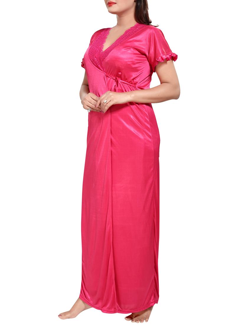 pink colored robe & nighty set - 14455175 - Standard Image - 7