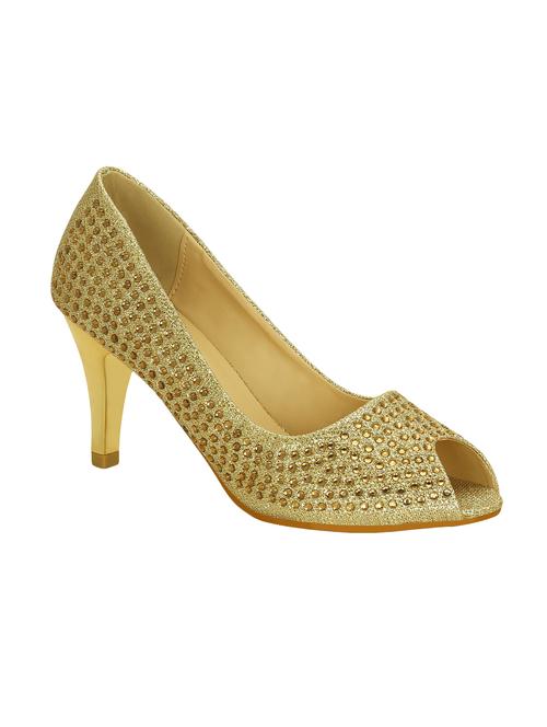 Gold Faux Leather Slip On Sandals - 14457829 - Very Small Image - 1