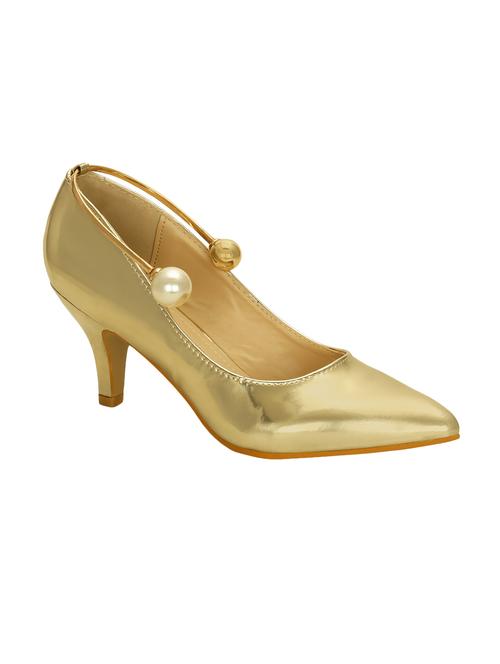 gold faux leather slip on pumps - 14457833 - Very Small Image - 1