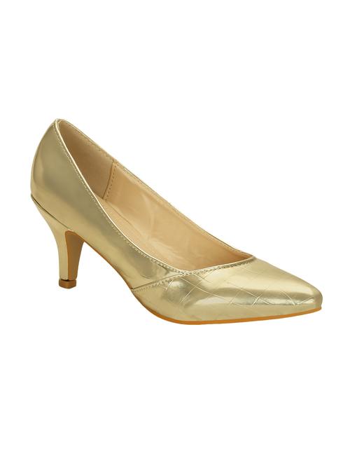 gold faux leather slip on pumps - 14457834 - Very Small Image - 1