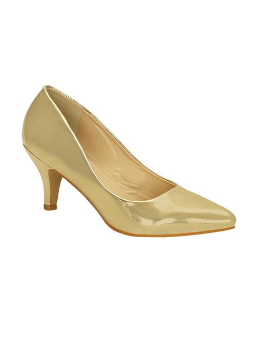 Gold Faux Leather Slip On Pumps - 14457837 - Very Small Image - 1
