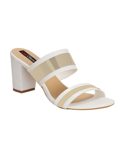 white faux leather slip on sandals - 14457849 - Very Small Image - 1
