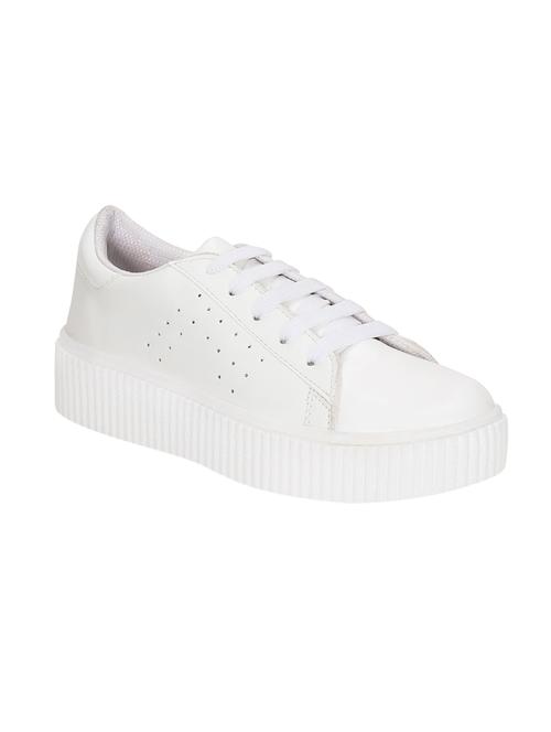 white faux leather laceup sneakers - 14457882 - Very Small Image - 1