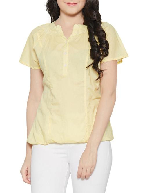 yellow solid blouson top - 14458258 - Very Small Image - 1