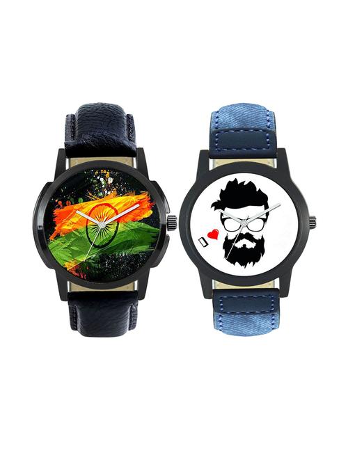 gurukrupa enterprise men analog dial leatherette strap watch combo - 14458970 - Very Small Image - 1