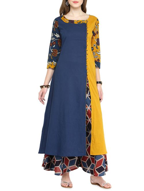 kalamkari printed front slit kurta - 14463349 - Very Small Image - 1
