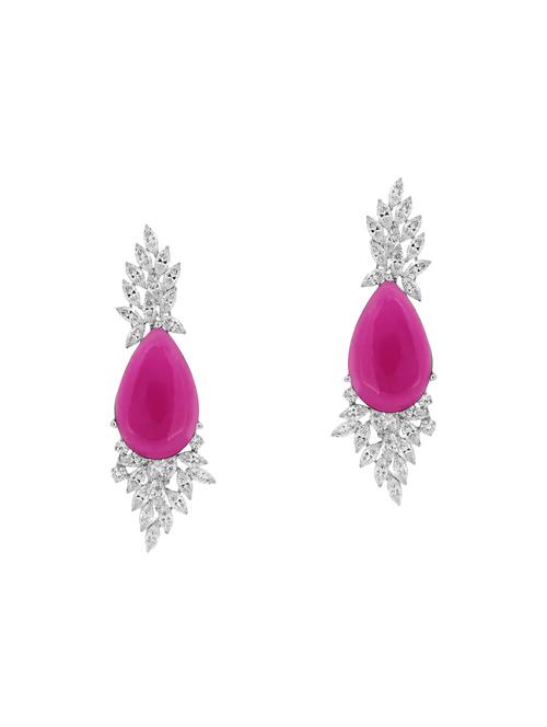 pink silver drop earrings - 14465226 - Very Small Image - 1