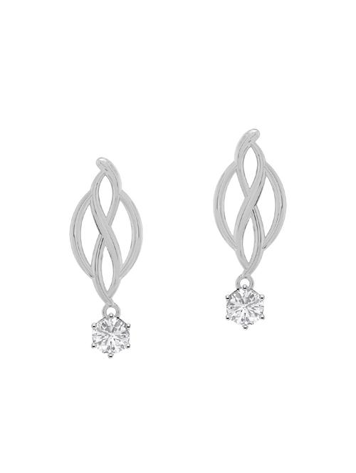 White Silver Drop Earrings - 14465233 - Very Small Image - 1