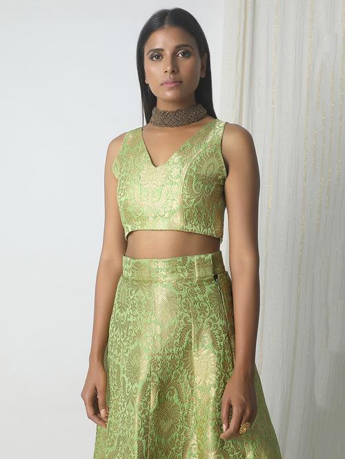 TrueBrowns green brocade blouse - 14465749 - Very Small Image - 1